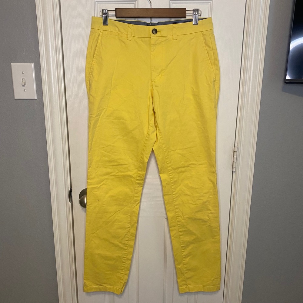 Vineyard Vines Mens Breaker Pant Yellow Chino Stretch Trousers 31x32 Golf Peppy